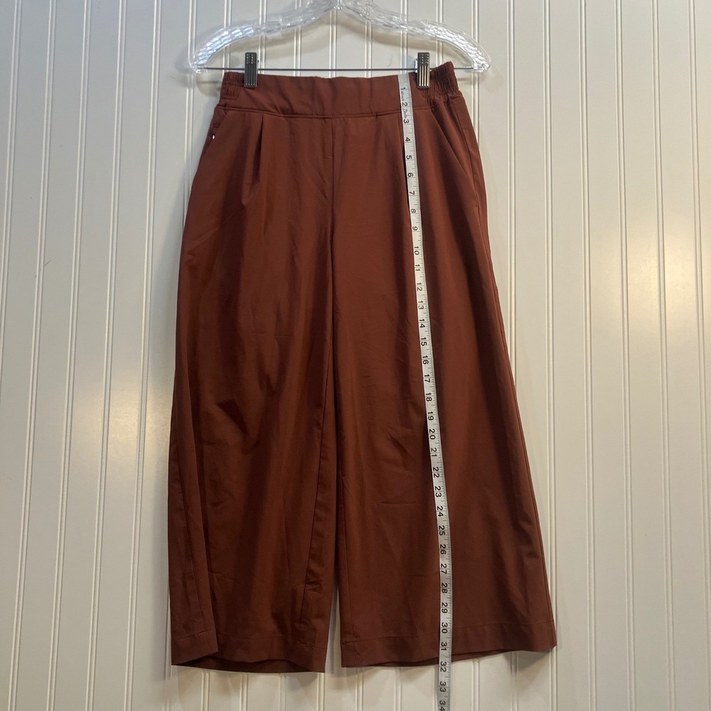 Athleta Brooklyn Wide Leg Crop Pant Rust Brown Petite 2P High Rise Travel Eathy - Picture 9 of 10